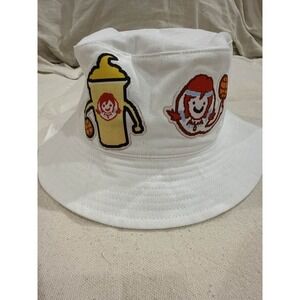 Wendy's Basketball Frosty White Bucket Hat‎ Restaurant Promo Cap OSFM